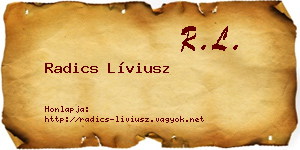 Radics Líviusz névjegykártya